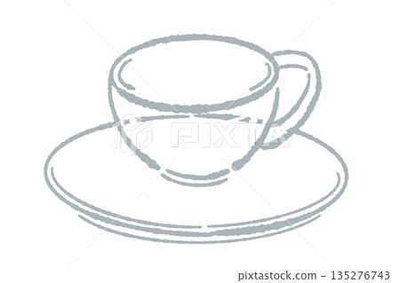 手繪玻璃花草茶具套裝插圖（茶壺和茶杯） 135276743