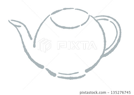 手繪玻璃花草茶具套裝插圖（茶壺和茶杯） 135276745