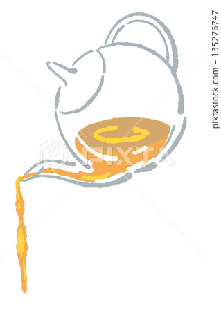 Hand-drawn glass herbal tea set illustration (teapot and cups) Hand-drawn glass herbal tea set illustration (teapot and cups) 135276747