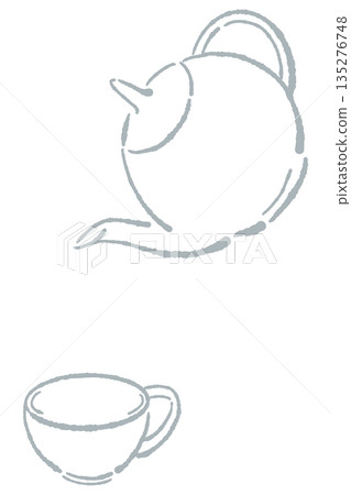 Hand-drawn glass herbal tea set illustration (teapot and cups) Hand-drawn glass herbal tea set illustration (teapot and cups) 135276748