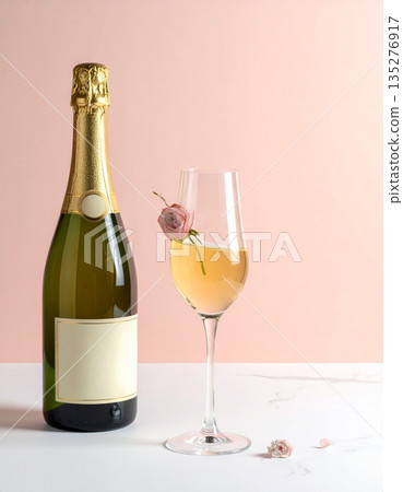 An isolated red wine bottle and glass set beside a cabernet bottle, perfect for a restaurant celebration or winery party featuring elegant glassware and grape beverages An isolated red wine bottle and glass set beside a cabernet bottle, perfect for a restaurant celebration or winery party featuring elegant glassware and grape beverages 135276917