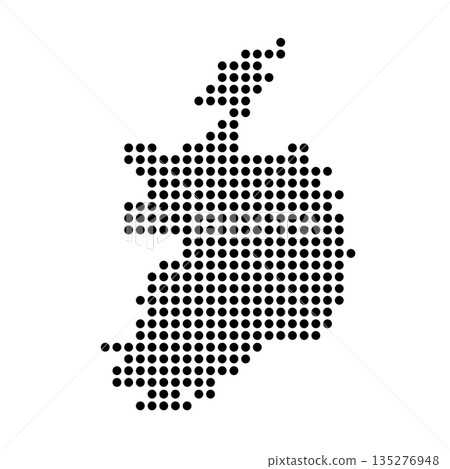 Ireland country dotted map. Black spot pixel illustration isolated on white background. Vector circle mosaic. Ireland country dotted map. Black spot pixel illustration isolated on white background. Vector circle mosaic. 135276948