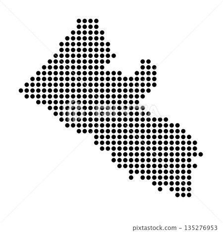 Liberia country dotted map. Black spot pixel illustration isolated on white background. Vector circle mosaic. 135276953
