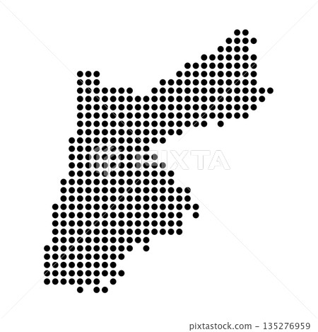 Jordan country dotted map. Black spot pixel illustration isolated on white background. Vector circle mosaic. Jordan country dotted map. Black spot pixel illustration isolated on white background. Vector circle mosaic. 135276959