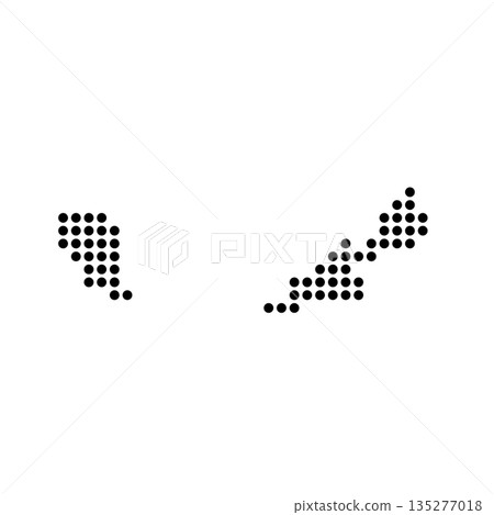 Malaysia country dotted map. Black spot pixel illustration isolated on white background. Vector circle mosaic. 135277018