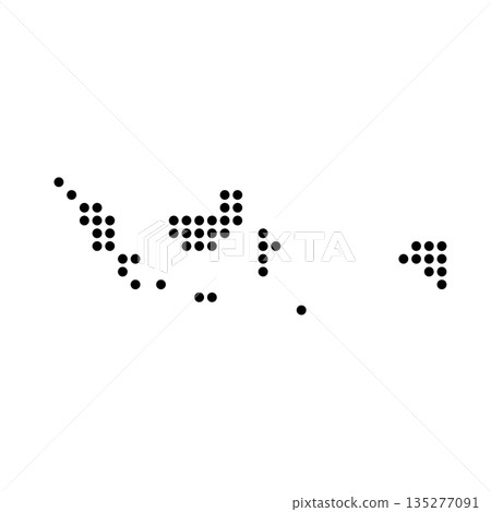Indonesia country dotted map. Black spot pixel illustration isolated on white background. Vector circle mosaic. 135277091
