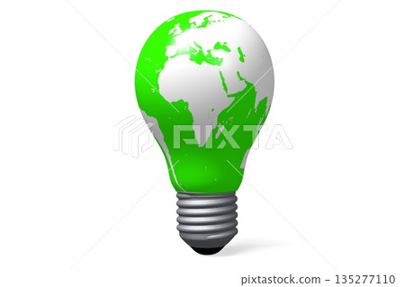 Green Earth as light bulb - environment concept - 3D illustration Green Earth as light bulb - environment concept - 3D illustration 135277110