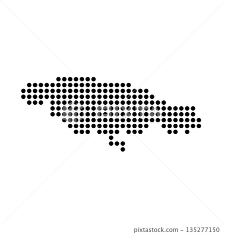 Jamaica country dotted map. Black spot pixel illustration isolated on white background. Vector circle mosaic. 135277150