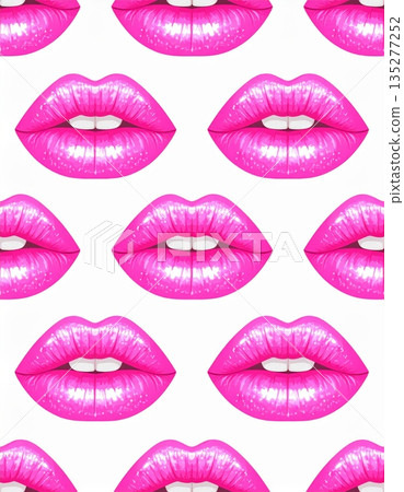 A glamour fashion illustration set featuring a beautiful woman with red lipstick and a pink smile designed as a vector art cartoon A glamour fashion illustration set featuring a beautiful woman with red lipstick and a pink smile designed as a vector art cartoon 135277252
