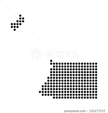 Equatorial Guinea country dotted map. Black spot pixel illustration isolated on white background. Vector circle mosaic. 135277257