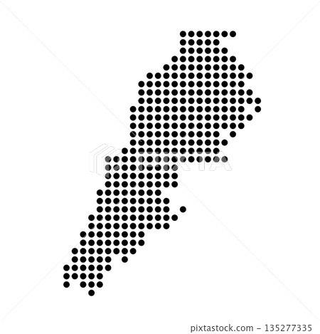 Lebanon country dotted map. Black spot pixel illustration isolated on white background. Vector circle mosaic. 135277335