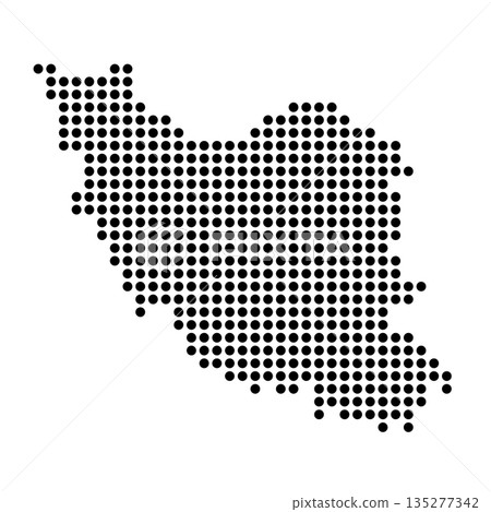 Iran country dotted map. Black spot pixel illustration isolated on white background. Vector circle mosaic. 135277342