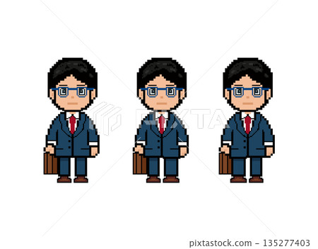 A working man wearing blue glasses walking forward (blue clothes) 135277403