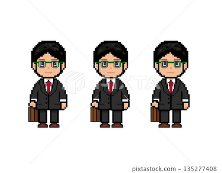 A working man wearing green glasses walking forward (black clothes) 135277408