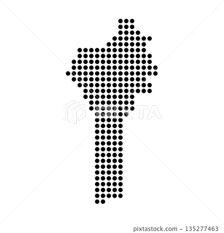 Benin country dotted map. Black spot pixel illustration isolated on white background. Vector circle mosaic. 135277463