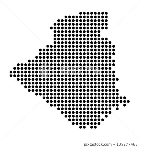 Algeria country dotted map. Black spot pixel illustration isolated on white background. Vector circle mosaic. Algeria country dotted map. Black spot pixel illustration isolated on white background. Vector circle mosaic. 135277465