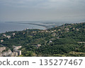 Aerial view Mountain Viewpoint of Bastia in the north of Corsica island - Genoese city overlooking the Mediterranean Sea 135277467