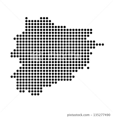 Andorra country dotted map. Black spot pixel illustration isolated on white background. Vector circle mosaic. Andorra country dotted map. Black spot pixel illustration isolated on white background. Vector circle mosaic. 135277490