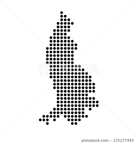 Liechtenstein country dotted map. Black spot pixel illustration isolated on white background. Vector circle mosaic. 135277493