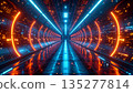 Abstract light tunnel composition of the data center interior 135277814