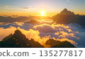 Golden morning sun and sea of clouds 135277817