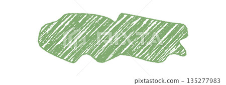 Organic chalk squiggle textbox banner in diagonal layout with soft rectangle shape. Green box with sketch scribble texture as abstract blob background for text and creative graphic display. 135277983