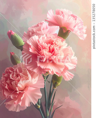 A beautiful watercolor-style floral art featuring delicate carnations in soft colors perfect for Mother's Day. A beautiful watercolor-style floral art featuring delicate carnations in soft colors perfect for Mother's Day. 135278050