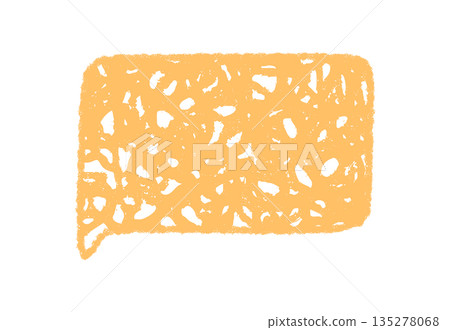 Crayon scribble fluid speech balloon rectangle with vivid message style. Chat and conversation flow as a comment or dialogue, organic graphical form with rough hand drawn texture, creative concept. 135278068