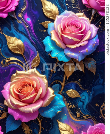 Seamless floral pattern featuring a beautiful nature bouquet of pink roses and butterflies for a romantic wedding blossom or Valentine gift decoration Seamless floral pattern featuring a beautiful nature bouquet of pink roses and butterflies for a romantic wedding blossom or Valentine gift decoration 135278128