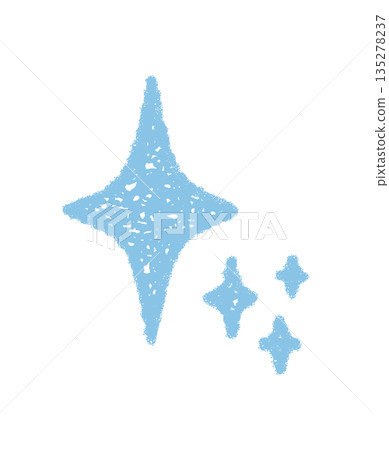 Chalk sketch star shines with sparkle and burst. Blue scribble magic creates a firecracker element as an icon and symbol. Pattern adds unique energy, ideal for festive concept or creative 135278237