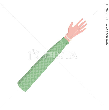 Open colorful hand gesture in flat abstract style. Vibrant arm design with extended fingers as creative symbol. Abstract concept for background, charity projects, or modern colorful art. Open colorful hand gesture in flat abstract style. Vibrant arm design with extended fingers as creative symbol. Abstract concept for background, charity projects, or modern colorful art. 135278261