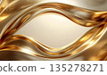 Gold frame background with flowing curves and geometric patterns intersecting 135278271