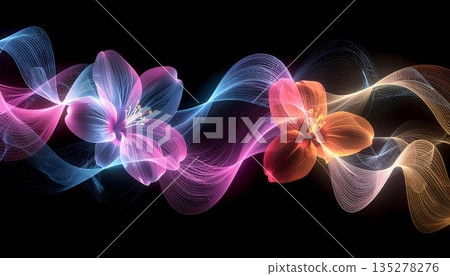 Art patterns that transform musical waveforms into the shapes of flowers and plants 135278276