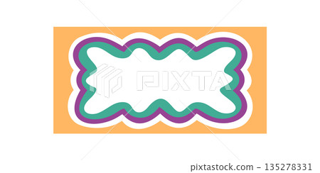 Groovy wavy rectangle border frame in retro colorful cartoon graphic style. Bold scallop shape and playful y2k background combine in this eye graphic, perfect for modern creative projects. Groovy wavy rectangle border frame in retro colorful cartoon graphic style. Bold scallop shape and playful y2k background combine in this eye graphic, perfect for modern creative projects. 135278331