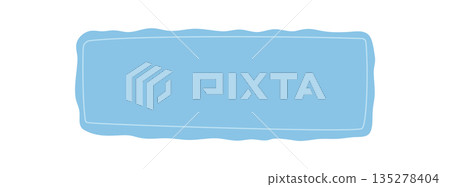 Wavy hand drawn organic quote frame has a soft blue background and unique rectangle box badge style. This template and banner forms a simple frame for text, ideal as creative badge or background in 135278404