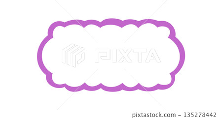 Groovy wavy rectangle scallop border outline in bold purple line. Retro frame with bubble edge and y2k graphic style. Abstract background, playful shape and modern element for trendy pop design. 135278442
