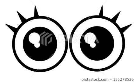 一幅描繪兩隻驚訝的大眼睛的插圖，眼睛閃閃發光。 135278526