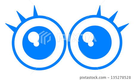 An illustration of two surprised eyes with big sparkling eyes 135278528