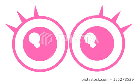 An illustration of two surprised eyes with big sparkling eyes 135278529