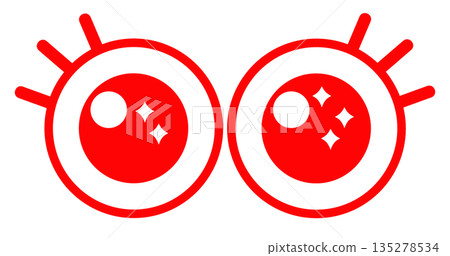 An illustration of two surprised eyes with big sparkling eyes An illustration of two surprised eyes with big sparkling eyes 135278534