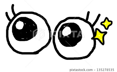An illustration of two surprised eyes with big sparkling eyes 135278535