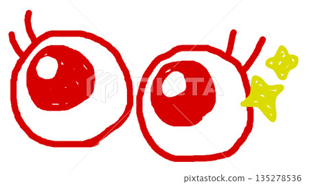 An illustration of two surprised eyes with big sparkling eyes 135278536