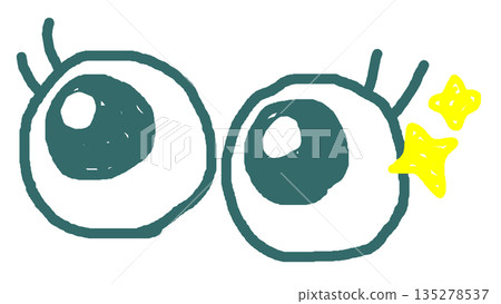 一幅描繪兩隻驚訝的大眼睛的插圖，眼睛閃閃發光。 135278537