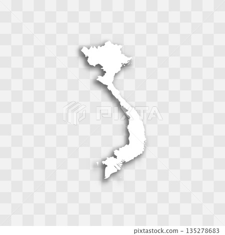 Vietnam high detailed vector representation of country silhouette. White color on transparent background with dropped shadow. For educational, decorative, or informational use. Vietnam high detailed vector representation of country silhouette. White color on transparent background with dropped shadow. For educational, decorative, or informational use. 135278683