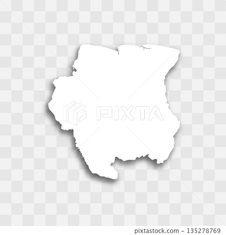 Suriname high detailed vector representation of country silhouette. White color on transparent background with dropped shadow. For educational, decorative, or informational use. Suriname high detailed vector representation of country silhouette. White color on transparent background with dropped shadow. For educational, decorative, or informational use. 135278769