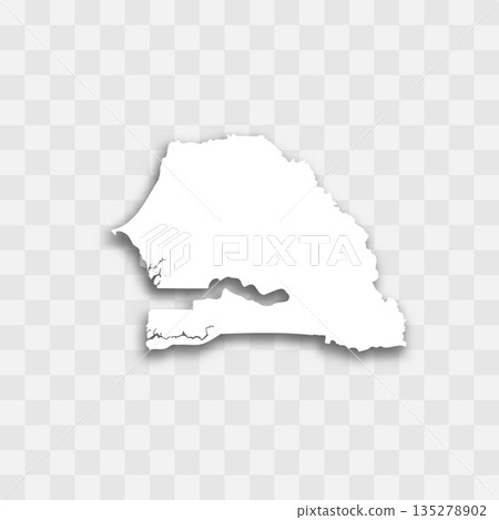 Senegal high detailed vector representation of country silhouette. White color on transparent background with dropped shadow. For educational, decorative, or informational use. Senegal high detailed vector representation of country silhouette. White color on transparent background with dropped shadow. For educational, decorative, or informational use. 135278902