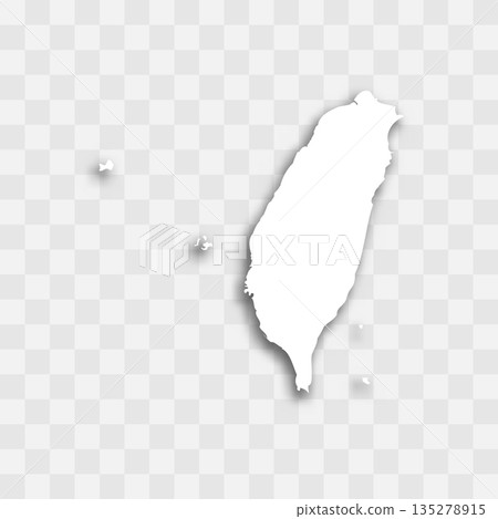 Taiwan high detailed vector representation of country silhouette. White color on transparent background with dropped shadow. For educational, decorative, or informational use. 135278915