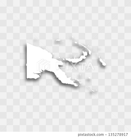 Papua New Guinea high detailed vector representation of country silhouette. White color on transparent background with dropped shadow. For educational, decorative, or informational use. Papua New Guinea high detailed vector representation of country silhouette. White color on transparent background with dropped shadow. For educational, decorative, or informational use. 135278917
