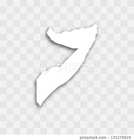 Somalia high detailed vector representation of country silhouette. White color on transparent background with dropped shadow. For educational, decorative, or informational use. Somalia high detailed vector representation of country silhouette. White color on transparent background with dropped shadow. For educational, decorative, or informational use. 135278929