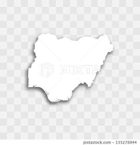 Nigeria high detailed vector representation of country silhouette. White color on transparent background with dropped shadow. For educational, decorative, or informational use. Nigeria high detailed vector representation of country silhouette. White color on transparent background with dropped shadow. For educational, decorative, or informational use. 135278944